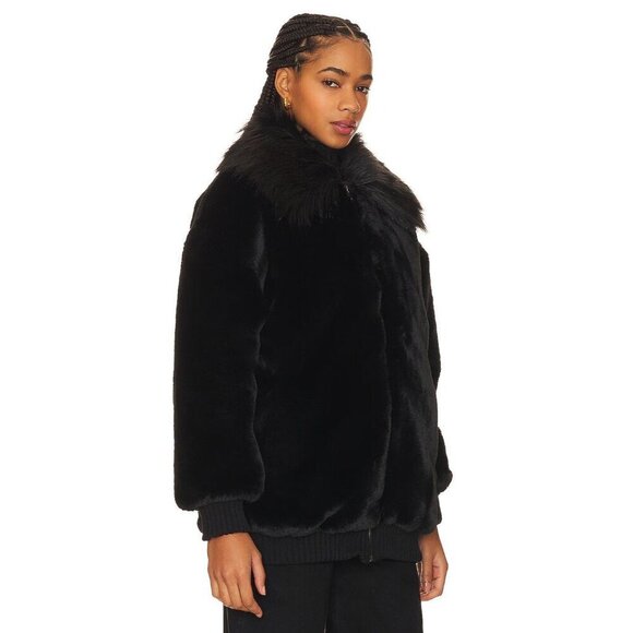 Steve Madden Sylvia Coat in Black Medium New Womens Faux Fur Jacket - Picture 3 of 15